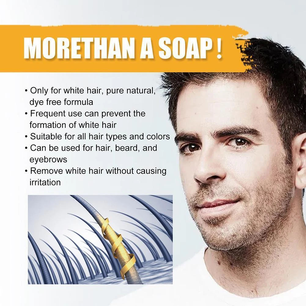 🔥Final inventory👨Men's Grey Coverage Bar Shampoo Hair Darkening Black Soap Grey Hair Cover US