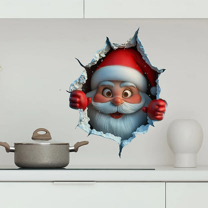 ❄🎄Santa Claus-Through Wall Decal – Removable🔔 Vinyl Christmas Sticker for Home & Holiday Decor