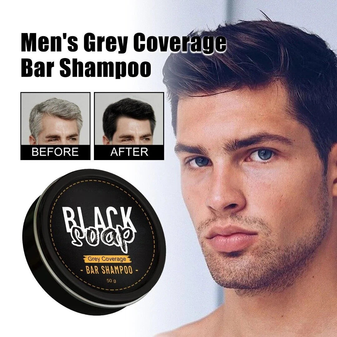 🔥Final inventory👨Men's Grey Coverage Bar Shampoo Hair Darkening Black Soap Grey Hair Cover US