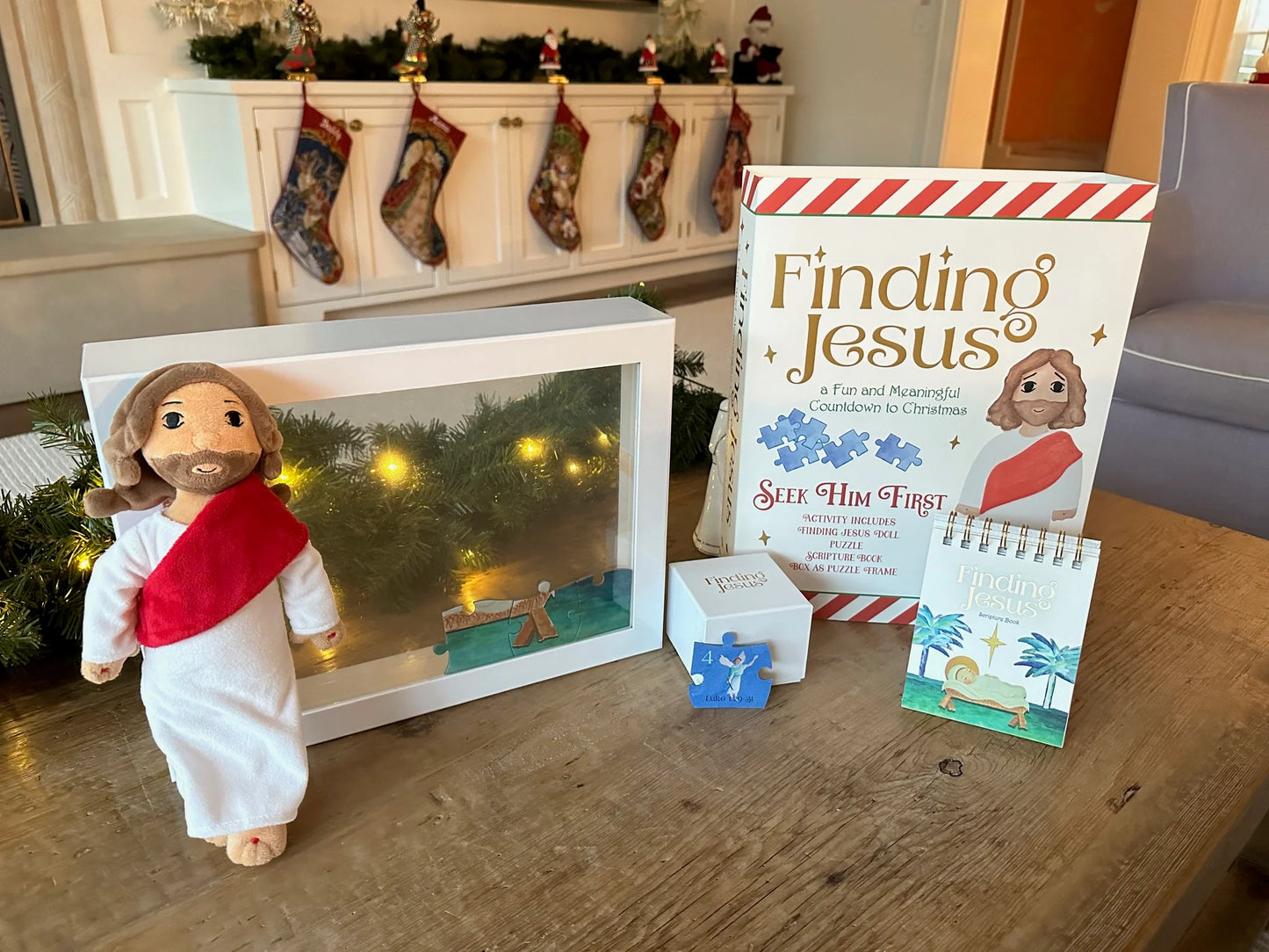 Finding Jesus Doll Christmas Countdown Puzzle Book Box Set (Seek Him First) NEW