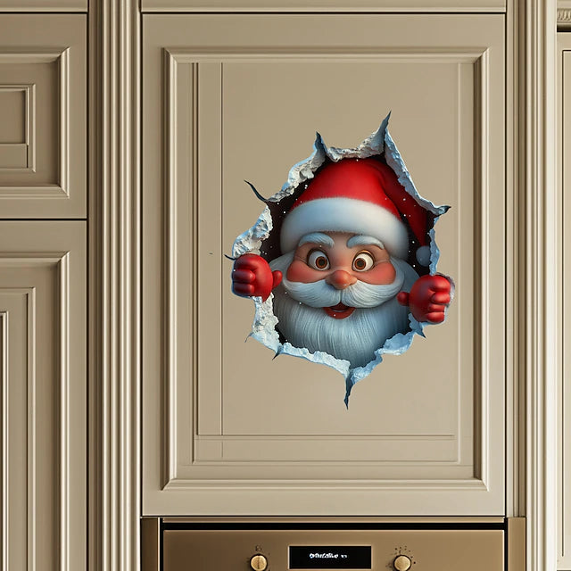 ❄🎄Santa Claus-Through Wall Decal – Removable🔔 Vinyl Christmas Sticker for Home & Holiday Decor