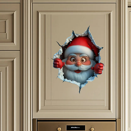 ❄🎄Santa Claus-Through Wall Decal – Removable🔔 Vinyl Christmas Sticker for Home & Holiday Decor