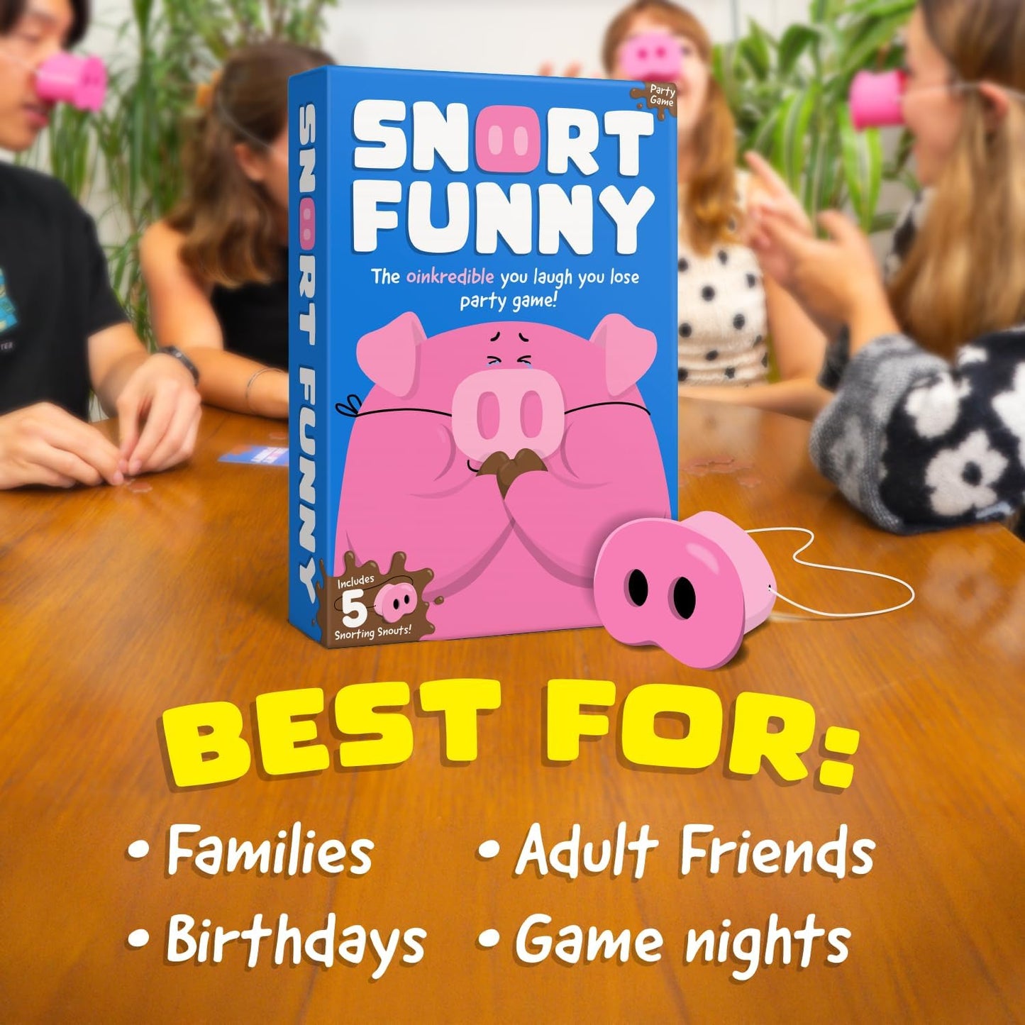 🔥LAST DAY 49% OFF🔥Snort Funny – The Oinkcredible You Laugh You Lose Party Game🐽