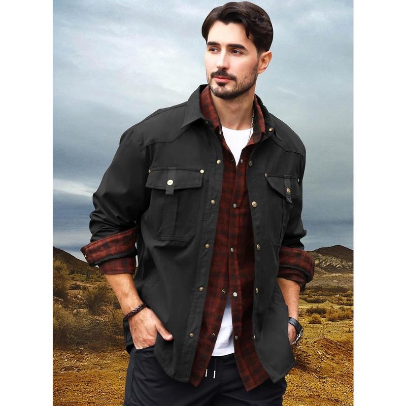 Men's Flannel Lined Shacket Jacket