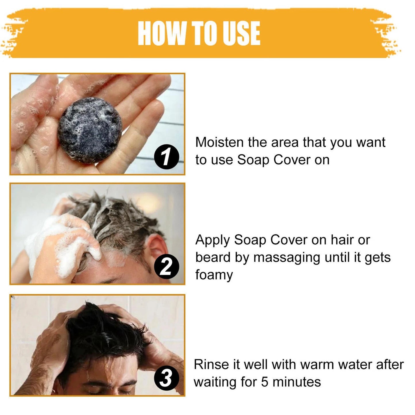 🔥Final inventory👨Men's Grey Coverage Bar Shampoo Hair Darkening Black Soap Grey Hair Cover US