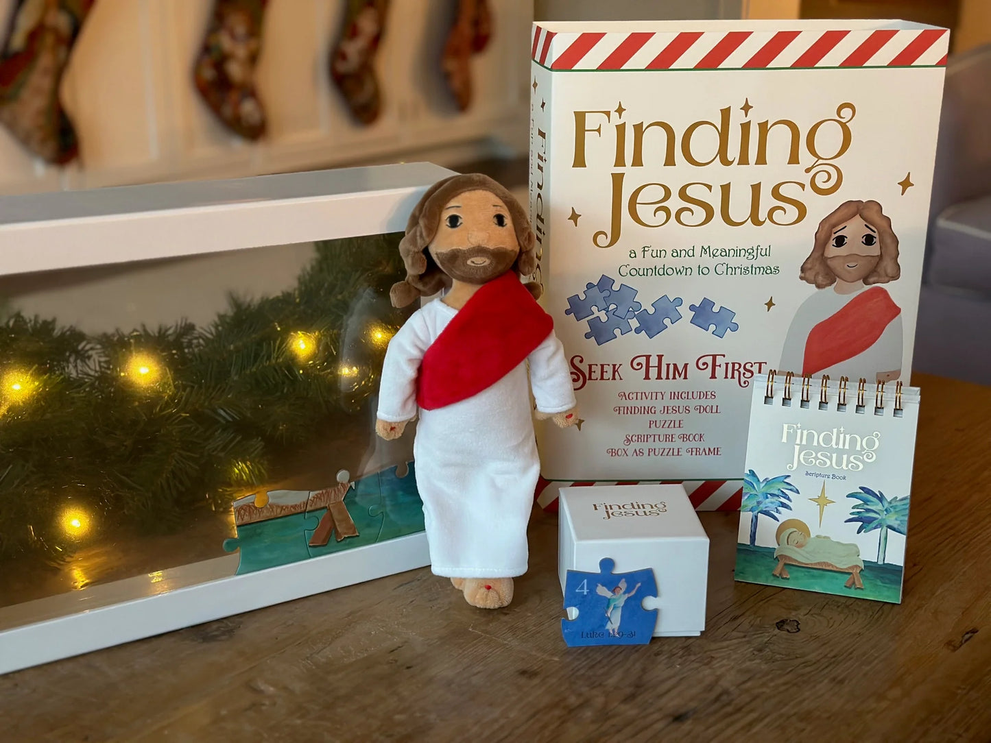 Finding Jesus Doll Christmas Countdown Puzzle Book Box Set (Seek Him First) NEW