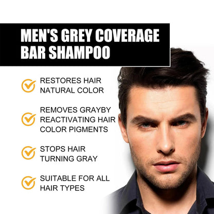 🔥Final inventory👨Men's Grey Coverage Bar Shampoo Hair Darkening Black Soap Grey Hair Cover US