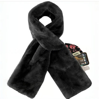 Scarf with hidden zipper pocket