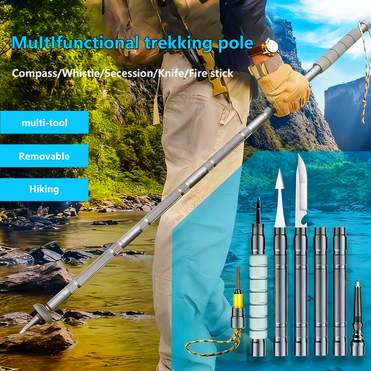 7-in-1 Tactical Trekking Stick – Ultimate Survival Gear for Hiking & Camping