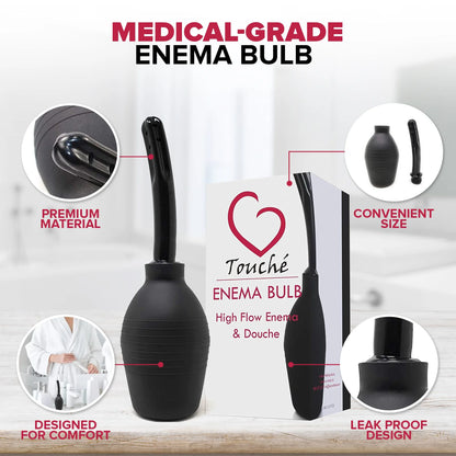 Touche Enema Bulb - Anal or Vaginal Douche for Men or Women - Medical Grade - Comfortable Cleaner - 10 Ounce