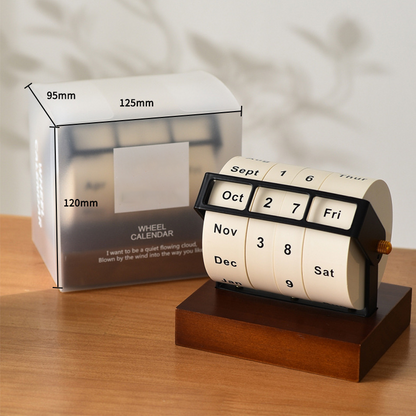Wooden Perpetual Rotary Desk Calendar