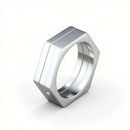 Retro Hexagonal Folding Stainless Steel Men's Ring