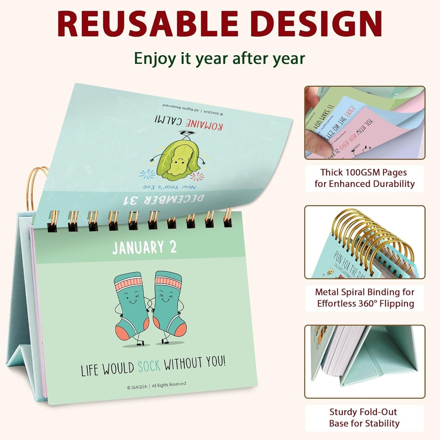 2026 Funny Pun Flip Calendar