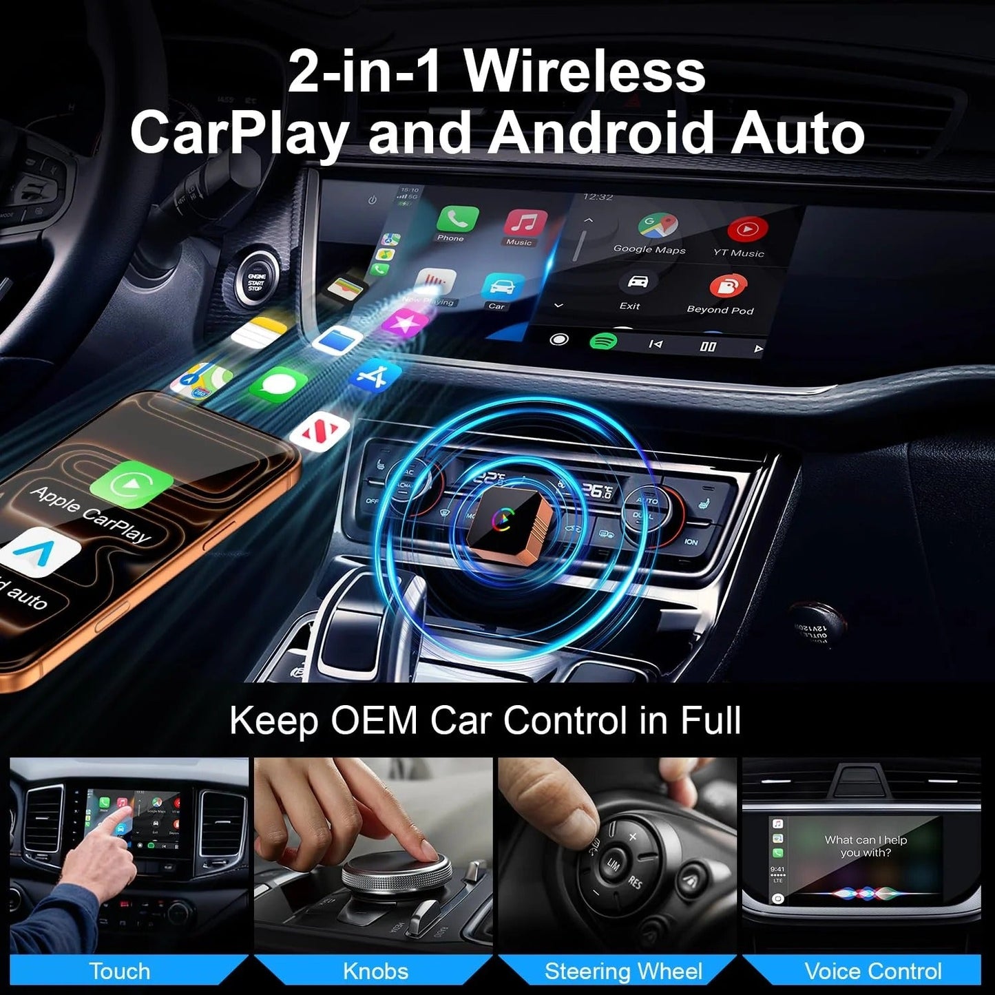 Mini Orange Cube Pro 3.0 — 2026 Wireless CarPlay & Android Auto Adapter